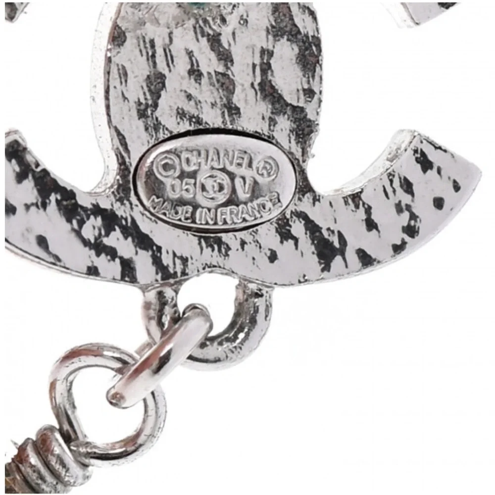 CHANEL Pearl Drop CC Silver and Pearl Earrings